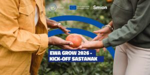 An image of two women sharing fruit, promotional website banner for EWA Grow 2026 KickOff meeting