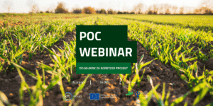an image of a field with plants growing with the promo and informational text for EIT Food Proof-of-concept webinar